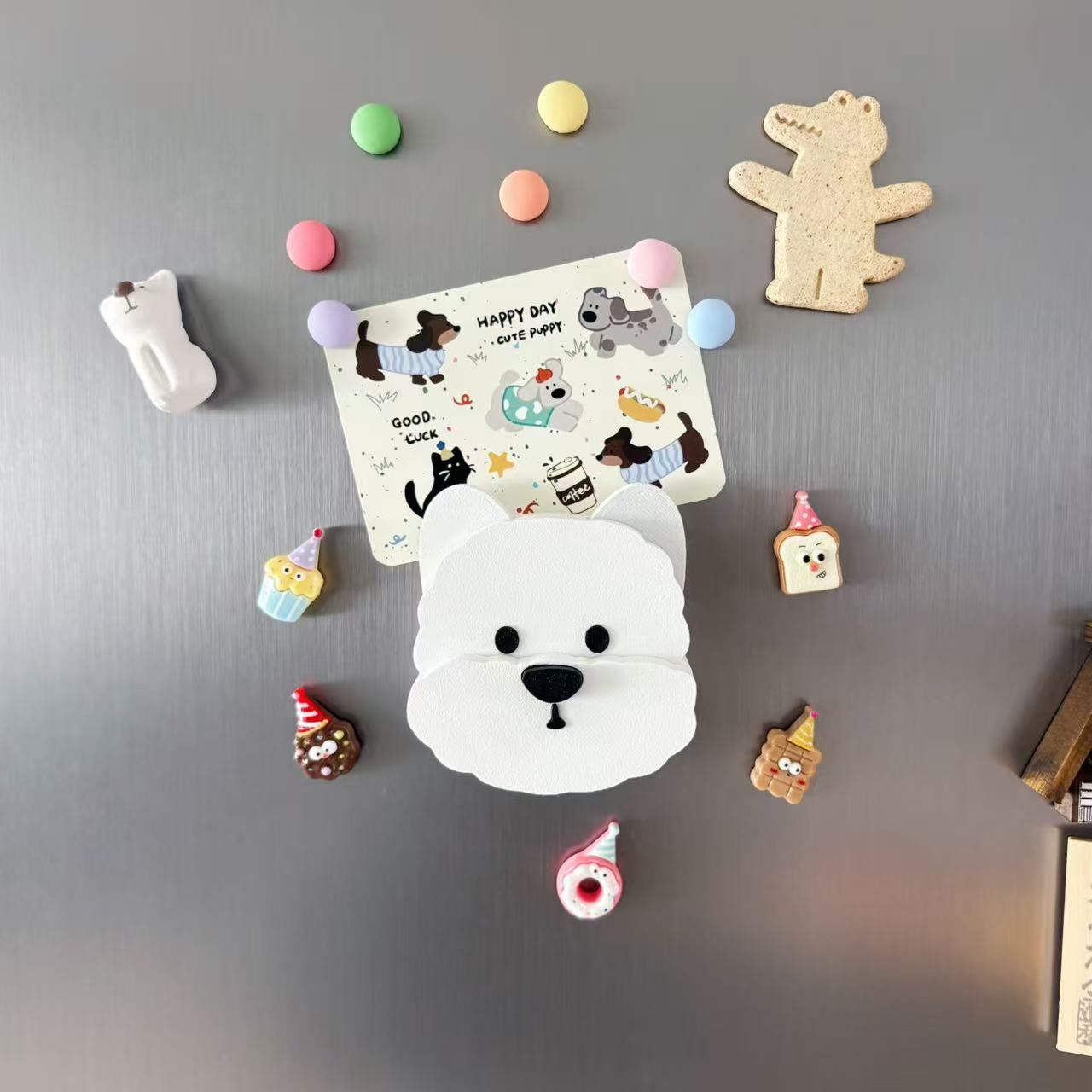 White Puppy Nose-Press Fridge Magnet & Ornament